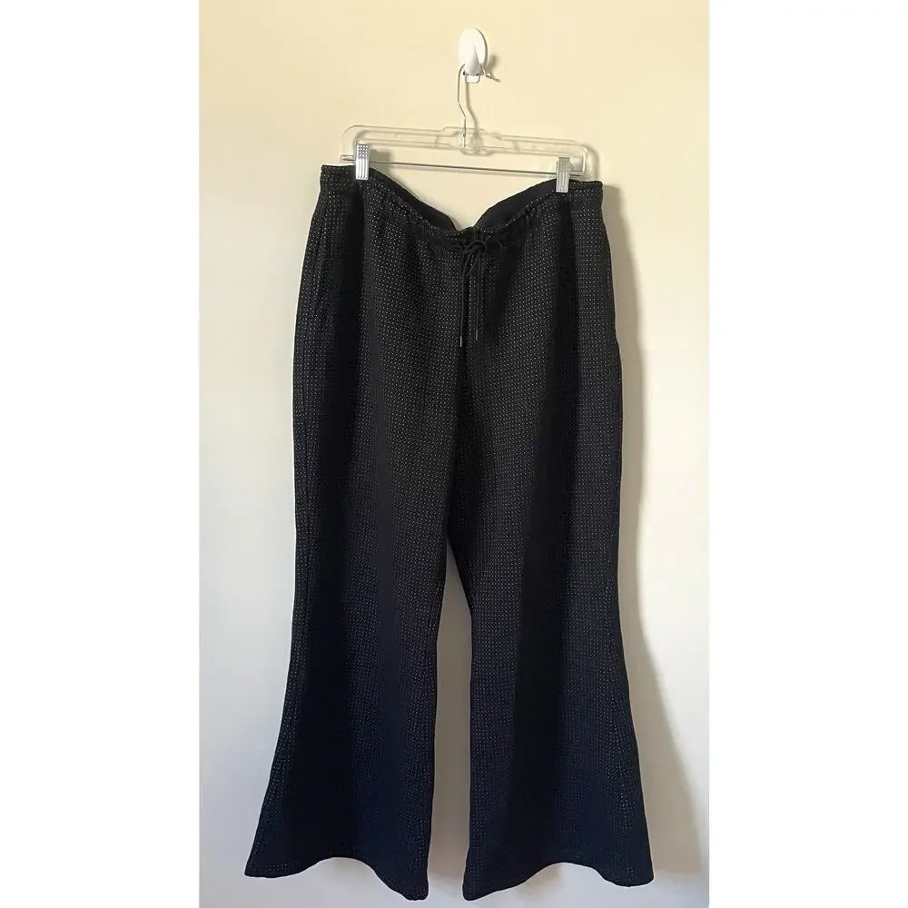 Nike Flare High Rise Polka Dot Pocket Casual Sweatpants Black White Size XL